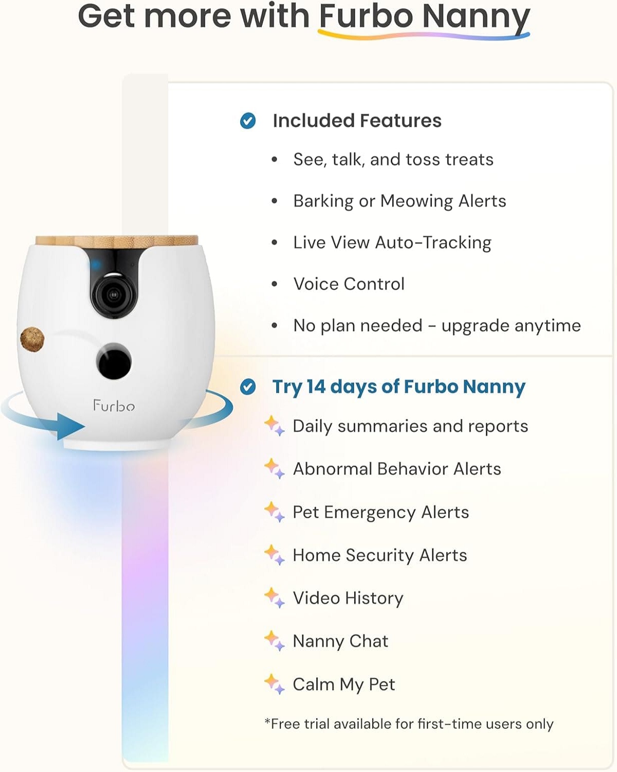 كاميرا الحيوانات الأليفة Petcube Bites 2 Lite، مع عضوية Furbo Nanny Premium المجانية لمدة 12 شهرًا