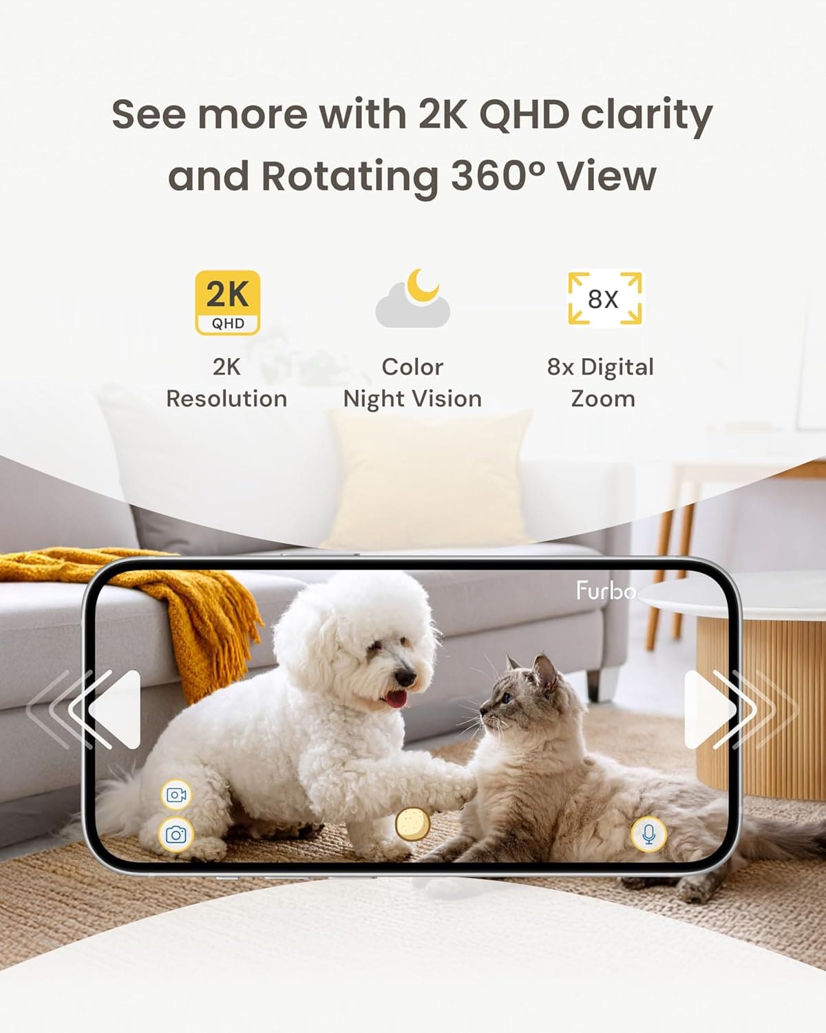 كاميرا الحيوانات الأليفة Petcube Bites 2 Lite، مع عضوية Furbo Nanny Premium المجانية لمدة 12 شهرًا