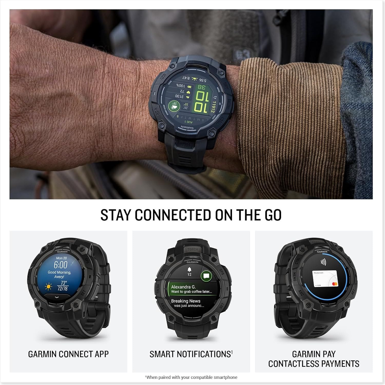 Garmin Instinct® 3 AMOLED, Rugged GPS Smartwatch Garmin Instinct® 3 AMOLED, Rugged GPS Smartwatch